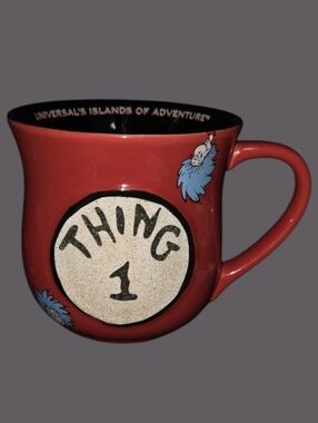 Dr. Seuss Thing 1 Red Ceramic Mug with Blue Character Accents
